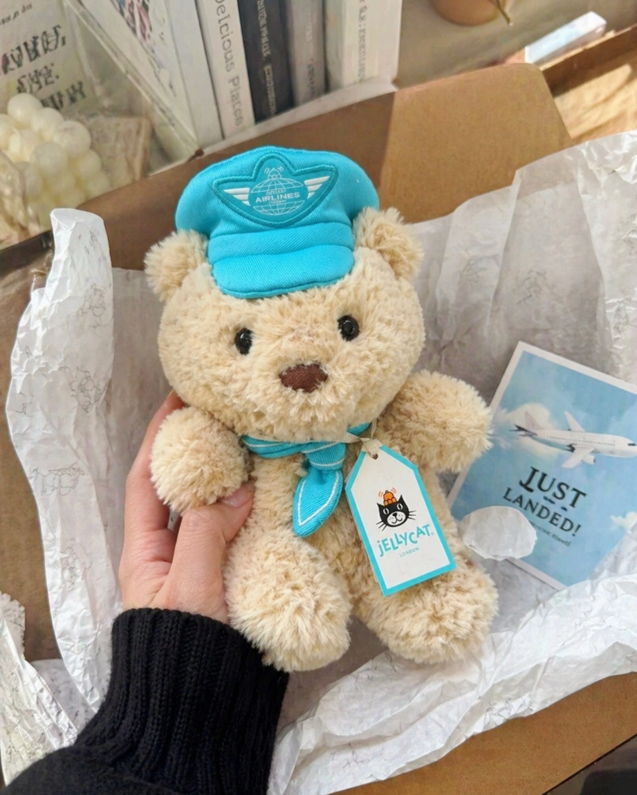 Jellycat Lush Airlines x Harrods Bartholomew Bear Junior Pilot Plush